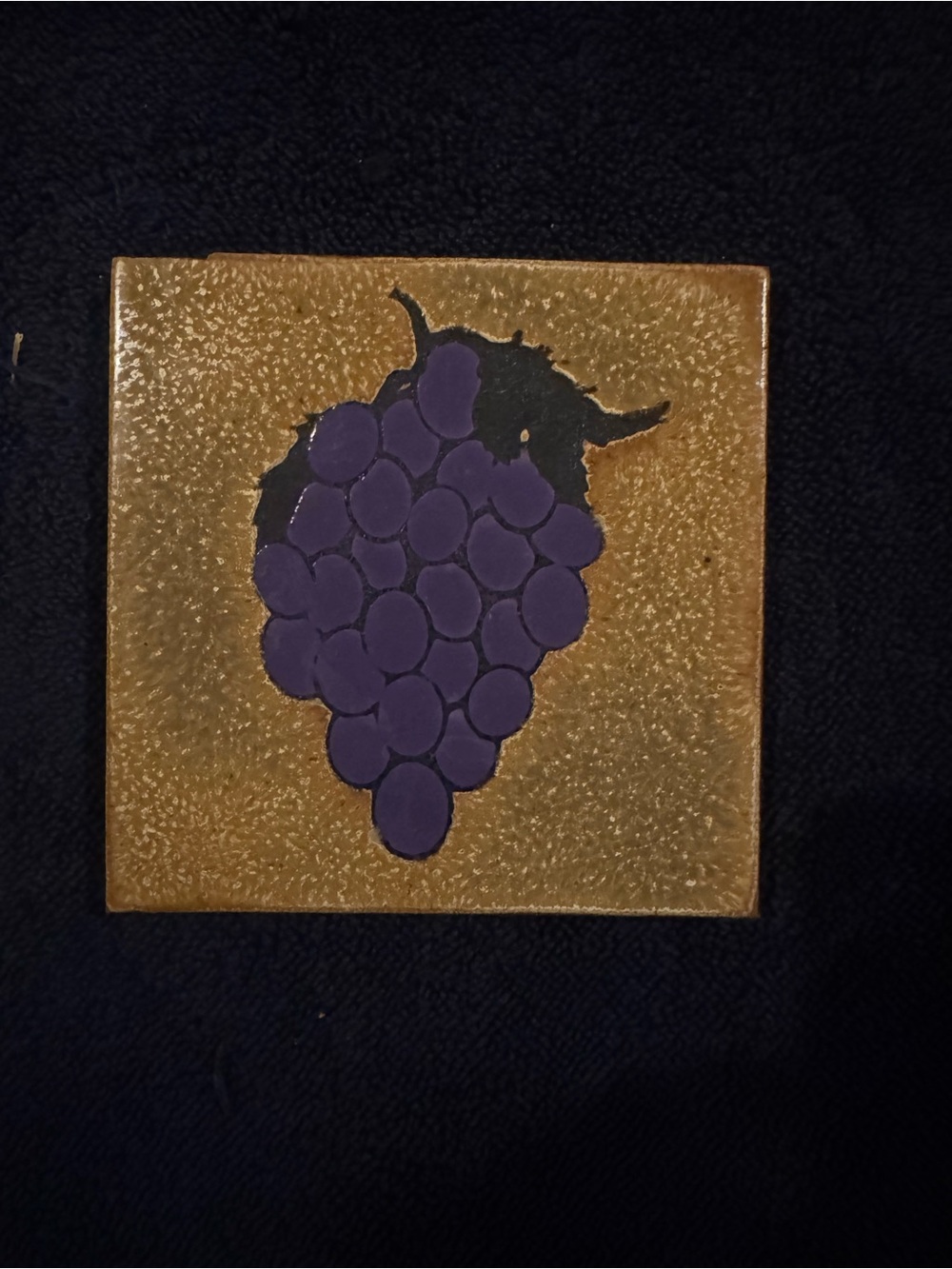 Purple Grape Mosaic Tile Artwork on Gold Background